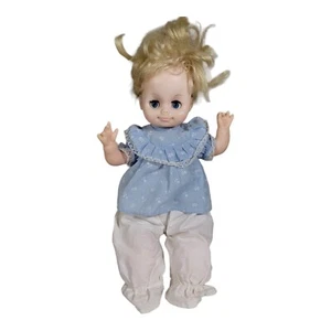 Vintage 1975 Uneeda Baby Doll 12" panno blu occhi addormentati fossette - Foto 1 di 13