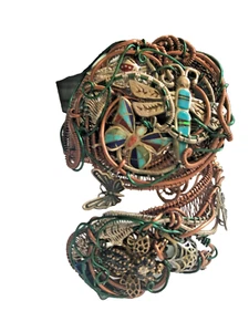 Wire Wrapped Bracelet, OOAK, My  Garden Inspiration, Jeweled Insects, Fits Most - Picture 1 of 12