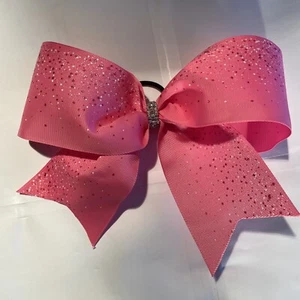 NEW "pink with stars Cheer Bow Pony Tail 3" Ribbon Hair Bows Cheerleading - Picture 1 of 3