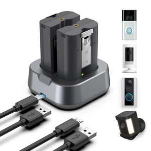 2x V4 Battery+Charger for Ring Video Doorbell 2 3 3+ 4 Spotlight Camera Plus Pro - Picture 1 of 7