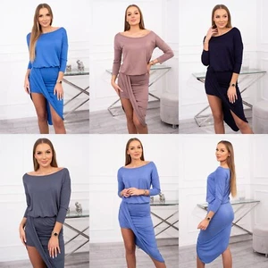ASYMETRISCHES LEICHTES KLEID - IN 5 FARBEN - 3/4 ÄRMEL - ONESIZE - NEU - Bild 1 von 16