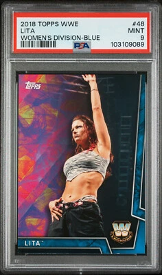 Lita 2018 Topps WWE Women's Division azul/25 PSA como nuevo 9 POP 1 ninguno superior Foto 1 de 2