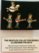 The BEATLES Collector Series 4 Pin Set era in early the 1970's 14K gold 25th Ann