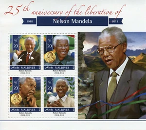 Maldives Famous People Stamps 2015 MNH Nelson Mandela Nobel Prize Winners 4v M/S - Picture 1 of 1