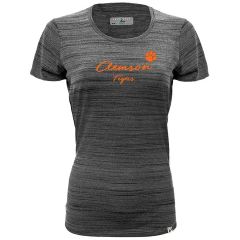 Levelwear LEY9R NCAA Clemson Tigers Women's Lux Cursive Short Sleeve Tee, Med Cover