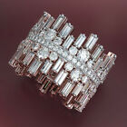 Luxury 925 Silver Filled Wedding Ring Women Jewelry Cubic Zircon Ring Sz 6-10
