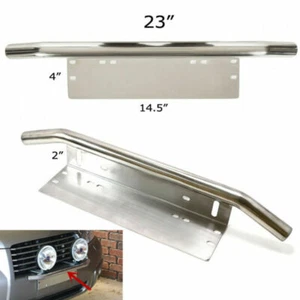 23" Bull Bar Front License Plate Mount Offroad Working Fog Lights Holder Bracket - Picture 1 of 8