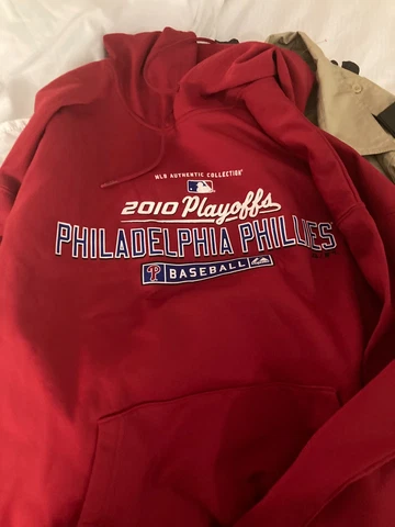 Philadelphia Phillies hoodie hooded red sweatshirt 2010 adult Large NEW Cover