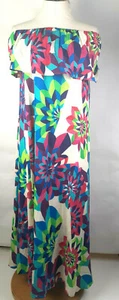 Julie Brown Dress Maxi Colorful Strapless Size Medium - Picture 1 of 5