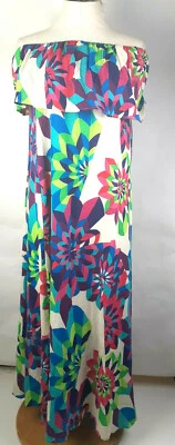 Vestido Julie Brown Maxi Colorido Sin Tirantes Talla Mediana Foto 1 de 4