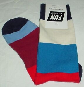 Mens Fun Socks Red White Blue Novelty Size 10-13 New Crew 1 Pair