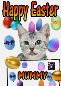 1 Tarjeta de Felicitación de Pascua Personalizada para Gato Pg8 Mamá Papá PARA SER Papá nan Hermana - Imagen 1 de 1