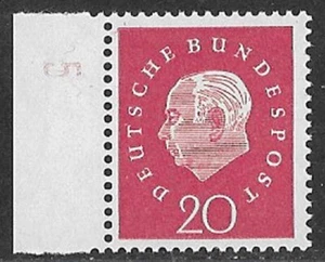 Bundesrepublik Mi. Nr. 302 - 306 = 304 Iinkes Randstück m. DZ 5 ** Jahrgang 1959 - Bild 1 von 1