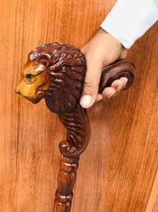 Handcrafted Cane Perfect Gift for Collector Luxury Lion Head Carved Wooden Stick - Imagen 1 de 5