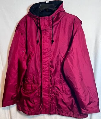 Abrigo Chaqueta Para Hombre Yukon Borgoña Rojo Lona Invierno XL Extra Grande Con Capucha Cálido Foto 1 de 4