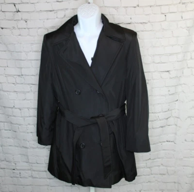 Abrigo Mackintosh of New England Negro Rosa Edredón Forrado Para Mujer Talla Mediana Usado en Excelente Condición Foto 1 de 4