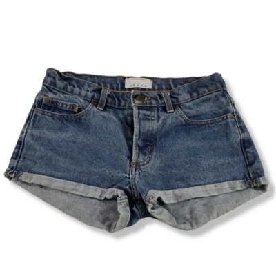 American Apparel Jeans Denim Shorts Size 25 Cuffed Cut Off Mini Shorts Cheeky - Image 1 of 4