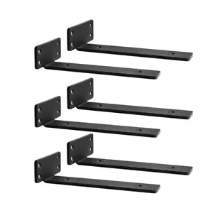 6 Pezzi Supporto Scaffale Angolare Acciaio Industriale Scaffale Scaffale Console 8” - Foto 1 di 12