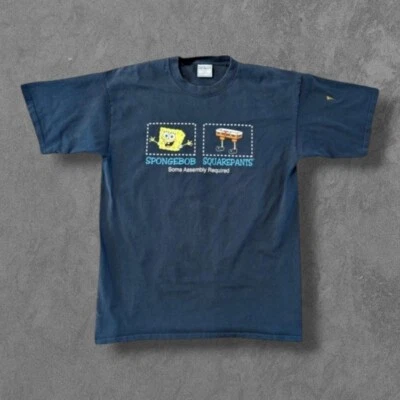  Sponge Bob Square Pants Some Assembly Required Single Stitch XL Vintage Shirt - Image 1 of 4