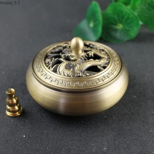 Solid Copper Dragon Incense Burners Portable Brass Censer Buddhism - Picture 1 of 5