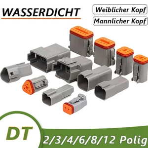 German DT Series Car Connector 2,3,4,6,8,12-Pin Way Male Female Kit Waterproof - Picture 1 of 22