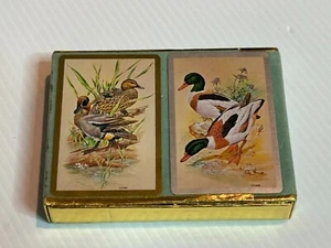 Vintage 60s Congress Cel-U-Tone Double Deck Playing Cards Duck Mallard Hunter - Picture 1 of 5