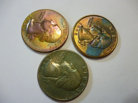 1984, 1980, 1998 p quarter toned lot of 3 coins Cover