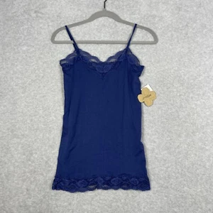 Grane Womens Y2K Lace Trim Long Camisole Size Large Blue Stretch Layering - Picture 1 of 8