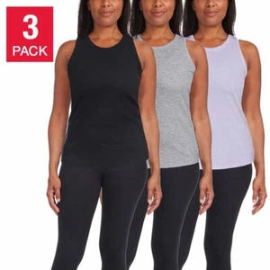 NWT Danskin Women's Essential Rib 3 Pack Tank Black/Gray/Purple Size L $60 9A074 - Picture 1 of 1
