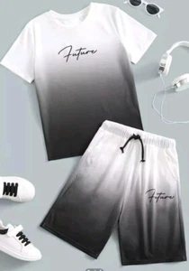 SHEIN Tween Boy Letter Graphic Ombre Top & Shorts Set "Future" Logo In Size 7.   - Picture 1 of 6
