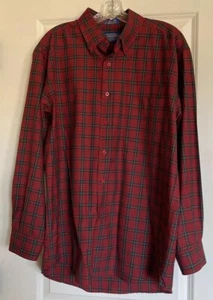 Pendleton Shirt Men’s Red Plaid Sir Worsted Wool Long Sleeve Sz Large SEE DESC - Picture 1 of 6