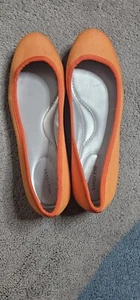 LANDS' END Orange Fabric Round Toe Ballet Flat Shoes Size 8B - Picture 1 of 5