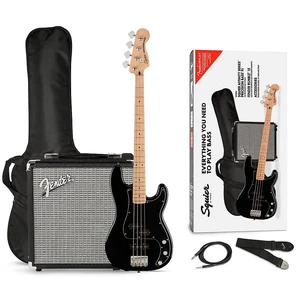 Squier Affinity Series PJ Bass Maple FB Pack with Fender Rumble 15G Amp Black - Picture 1 of 8