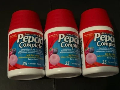 Pepcid Completo Doble Acción 25 Comprimidos Masticables Sabor Baya 3 Botellas Exp 2027 Foto 1 de 2