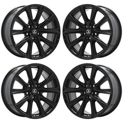 19" Lexus GS350 GS450 Gloss Black wheels rims Factory OEM set 74296 EXCHANGE - Image 1 of 4