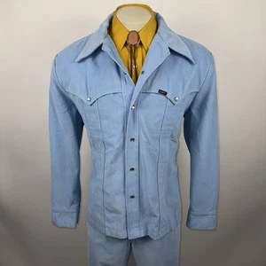 Lee Denim Freizeitanzug Pearl Snap Herren Large Sakko 34 30 Hose Western Vintage 70er - Bild 1 von 24