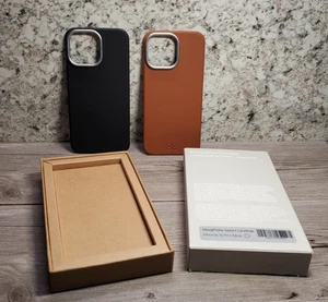 Coque arrière en cuir noir et café moka iPhone 16 Pro Max MagPlate Sport Bandwerk - Photo 1 sur 3