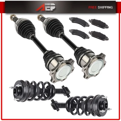 for GMC Yukon 5.3L 6.0L 2011-2013 Front CV Axle + Brake Pads + Complete Struts Foto 1 de 4