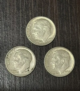 ROOSEVELT DIMES 1962, 1963-D, 1964 COINS - 3er Set - AU (ca. Stempelglanz) - Bild 1 von 2