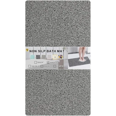 Designer 16x27 Anti-Slip Bath Mat - Soft, Quick-Dry, Versatile Usage in Grey - Image 1 of 4