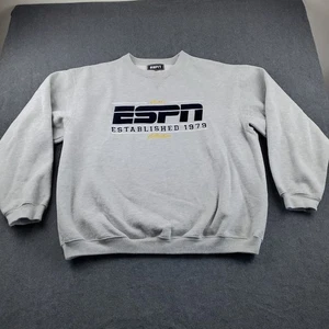 Vintage ESPN Crewneck Sweatshirt Classic Collection Gray Sports Size Large Fleec - Picture 1 of 21