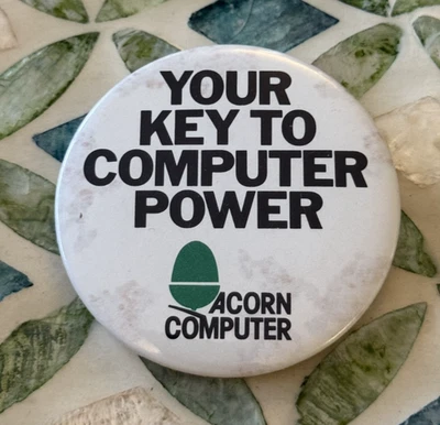 Acorn Computer Pin Badge 'Your Key to Computer Power' - Retro Vintage 1980s - Image 1 of 2