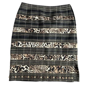 Vintage W by Worth Skirt, Animal Print, 100% Linen, Mob Wife Retro Glam, Size 10 - Bild 1 von 7