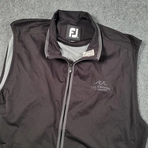 FootJoy FJ Vest Mens Large Black Gray Full Zip Golf Wind Vest Club Logo - Picture 1 of 8