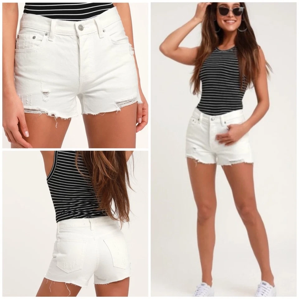People Sofia White out Distressed Denim Shorts Size 24 We The