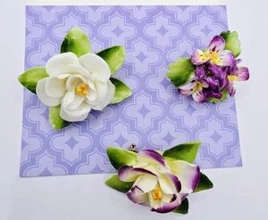 Vintage Cara China Staffordshire Floral Pin Broschen (3) Made In England - Bild 1 von 8