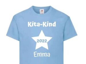 T-Shirt Kita-Kind  2022, Stern & Wunschname Kindergarten Kita Schule Kinder