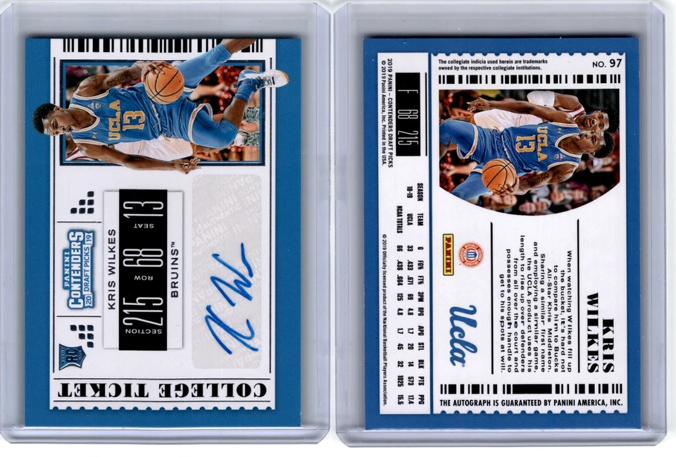 2019 Panini Contenders Draft Picks College Ticket KRIS WILKES #97 Auto RC  - Image 1 of 1