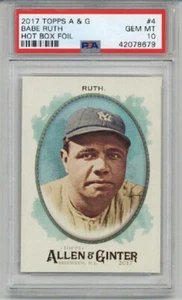 2017 Topps Allen & Ginter Hot Box Foil Babe Ruth Card Yankees PSA 10 SP POP 3 - Bild 1 von 2