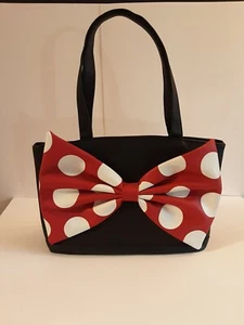 Disney Minnie Mouse Beuteltasche Tasche Handtasche schwarz groß rot gepunktet Schleife signiert von Minnie - Bild 1 von 9